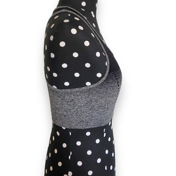 5/$35      Womens Sports Bra Black Gray Size Small Medium Striped Tank - Picture 3 of 5